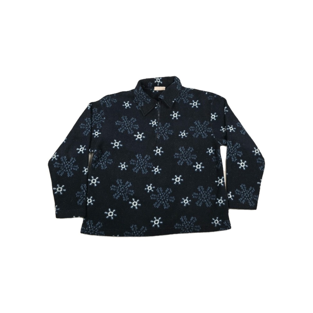 North Crest Vintage Quarter Zip Fleece Men's Size‎ Medium Snowflakes